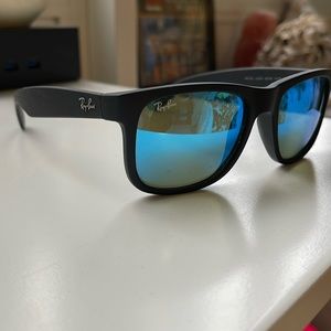 Ray-Ban Justin matte black blue frames sunglasses